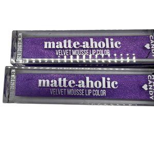 New Hard Candy Matte-aholic Velvet Mousse Lip Color 1534 Purple Shimmer Set of 2
